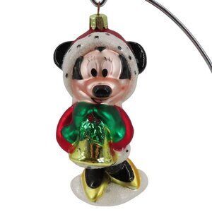 Disney Minnie Mouse Christmas Bell Satin Glass Glittered Holiday Ornament Xmas